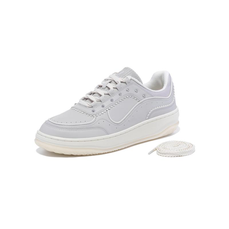 Li-Ning 1990 Classic Series Fashion Sports Comfortable Versatile Cushioning Low-Top Skate Shoes Women Sneaker Water-Droplet-Gray ALHV020-2