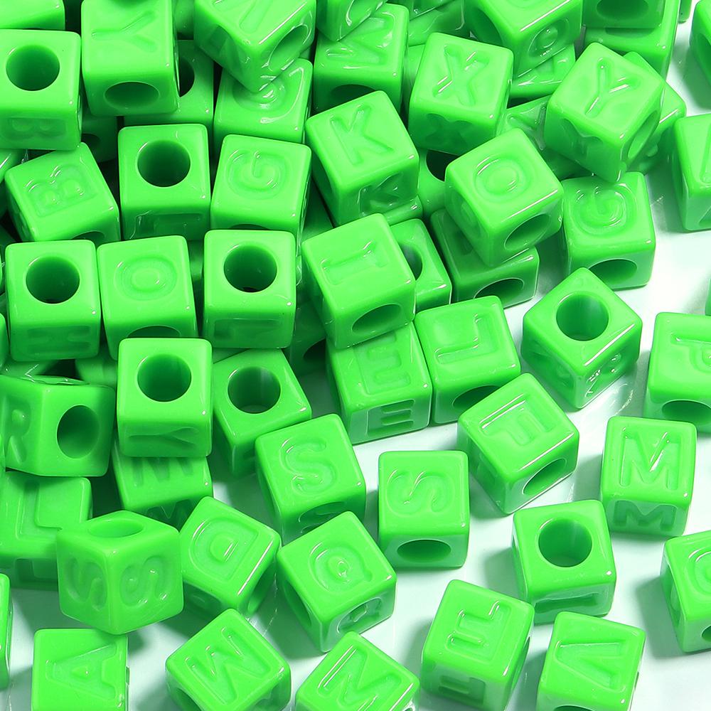 50pcs/lot 12mm Acrylic Square Alphabet Beads Solid Color Large Hole Loose Letter Beads For DIY Handcraft Bracelet Necklace