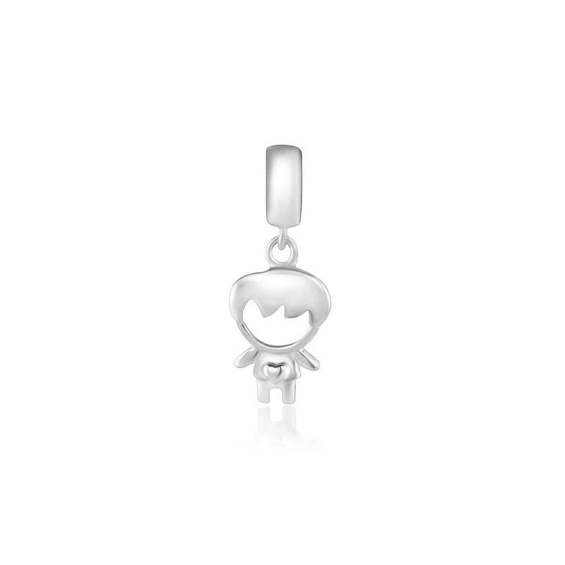 925 Silver Love Footprints Bead Double Pendant Charm for DIY Bracelet Jewelry Making Gift for Boy Girl Friend