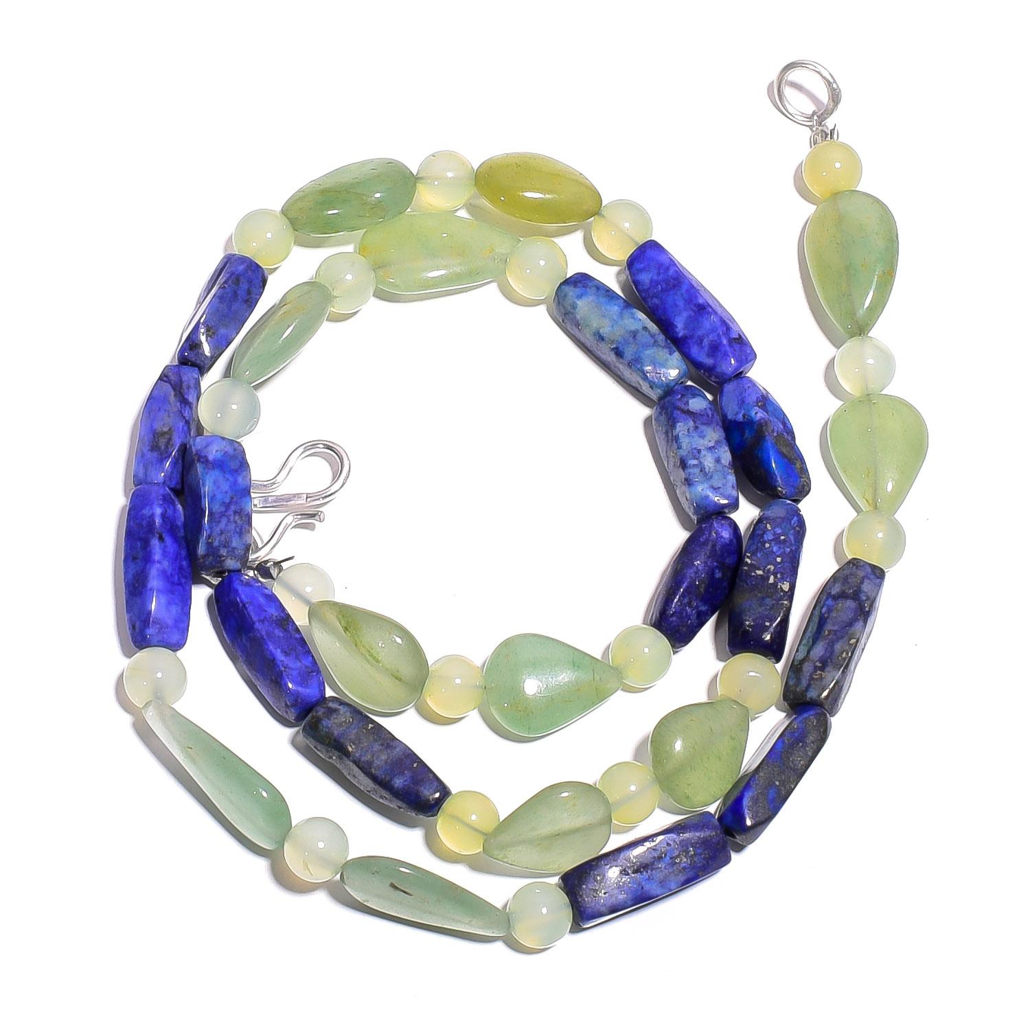 

Натуральный Лазурит Авантюрин Смесь Драгоценных Камней Гладкие Бусины Ожерелье 17 UB-4067 UB-4067