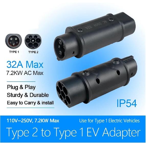 

32A 22KW EV Charger Adaptor For GBT To Type 2 Charging For Electric Vehicle Connector Type 2 To Type 1 SAE J1772 7.2KW Conventor(Type2 to GBT)