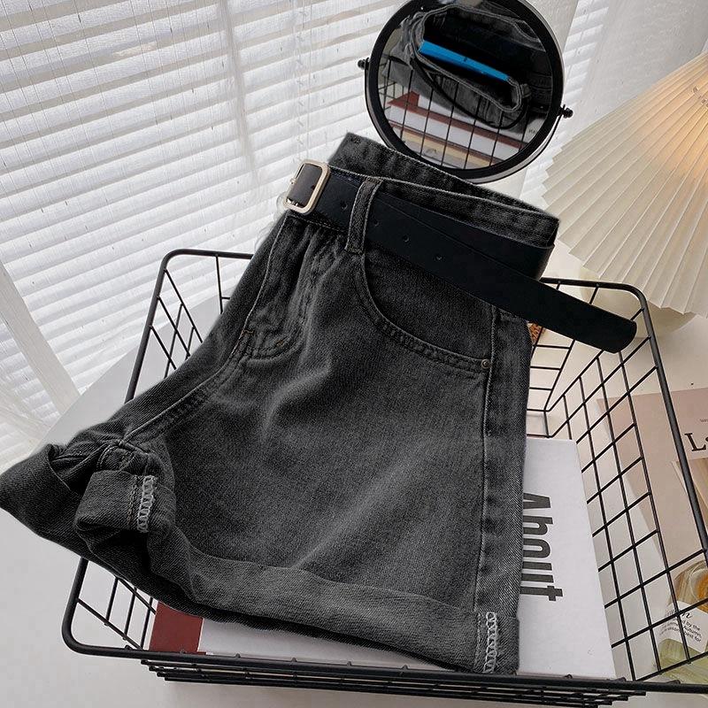 Wowen Classic and Minimalist Fashion Versatile Rolled Edge Female Spring and Summer High-waisted Thin A-line Wide-leg Pants Loose Casual Denim Shorts