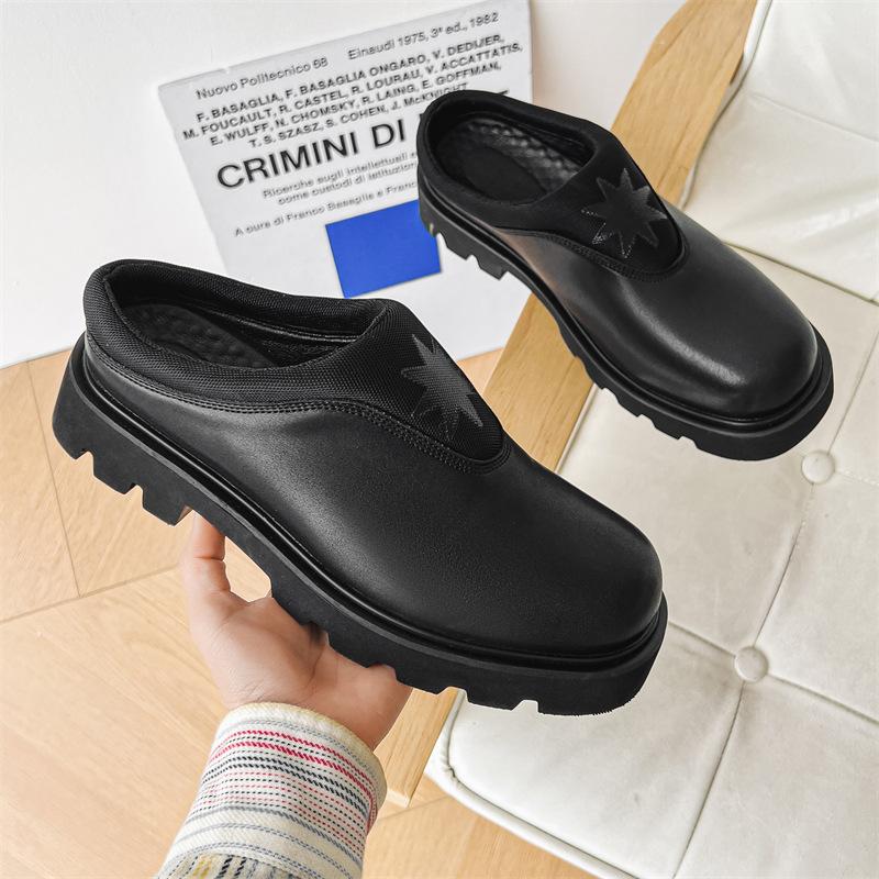 Pantofi Derby negri design nișă pantofi bărbați pantofi casual din piele cap sac tragere platformă uzură casual jumătate tragere 15962-J