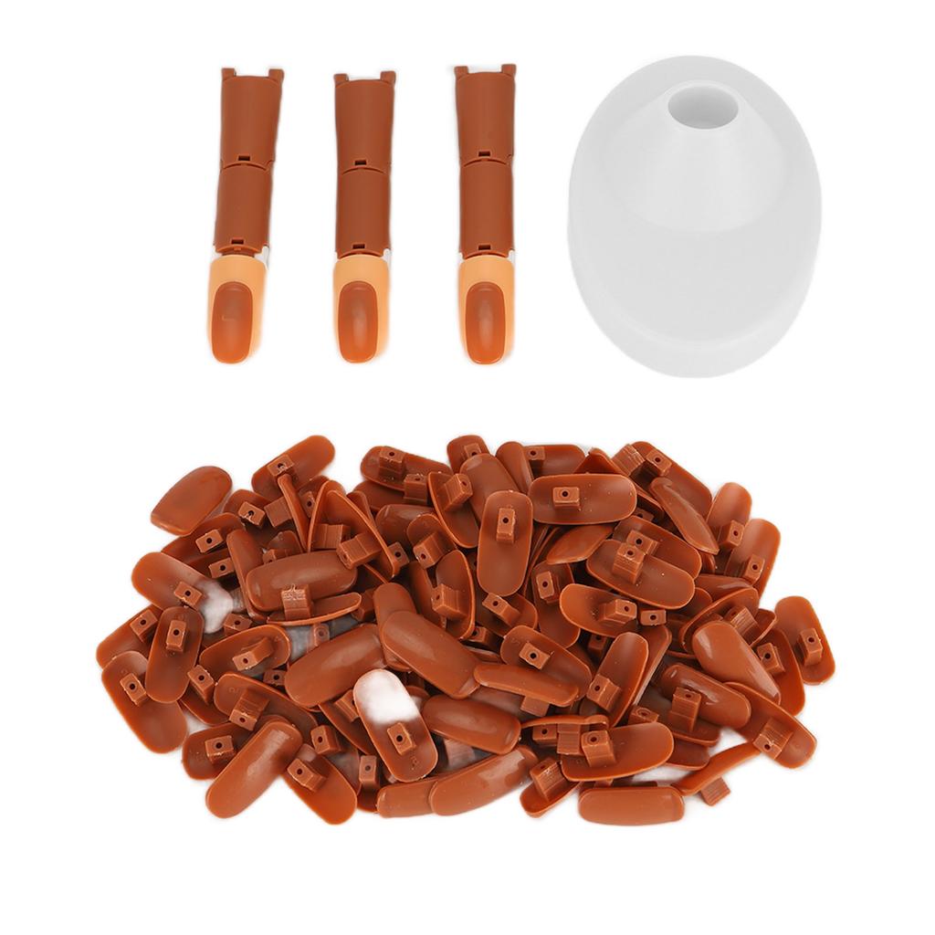 Nail Art Training Practice Finger Bendable Joints False Nail Tips Finger Mannequin with Base