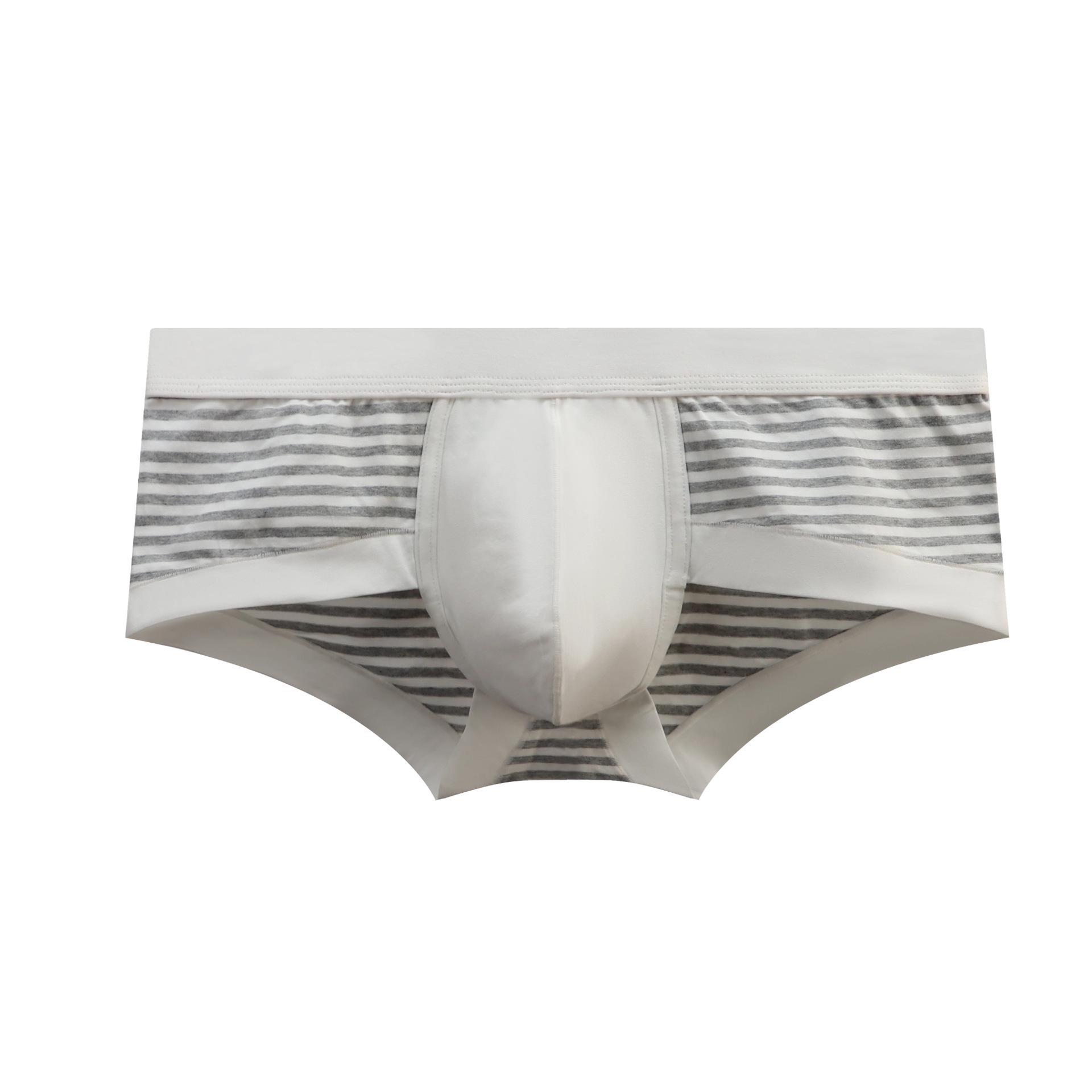 

2025 Мужские классические полосатые трусы-слипы с низкой посадкой - Сексуальные, из чистого хлопка, высокоэластичные L серебряный серый