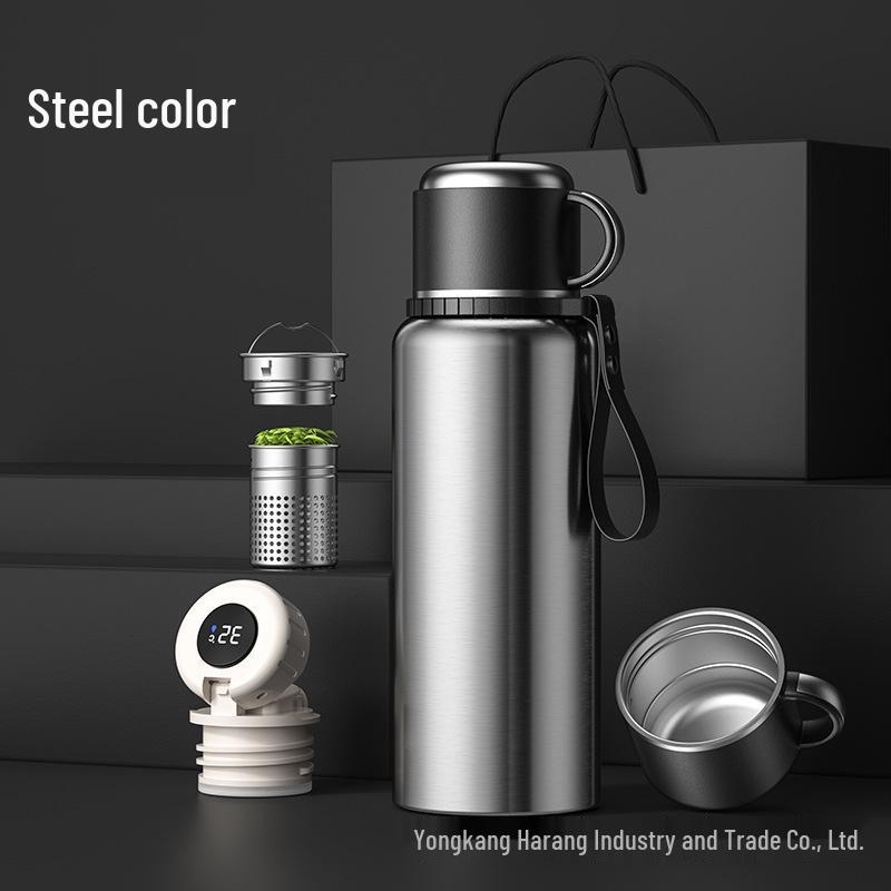 316 Stainless Steel Insulated Water Bottle with Double Lids & Tea Infuser for Outdoor Use
