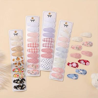 REGENBOGEN SCHLEIFEN 10 Stück/Set Mini Baumwolldruck Blume BB Haarspangen für Mädchen Liebreizende Karomuster Haarnadeln Kopfschmuck Kinder Haaraccessoires