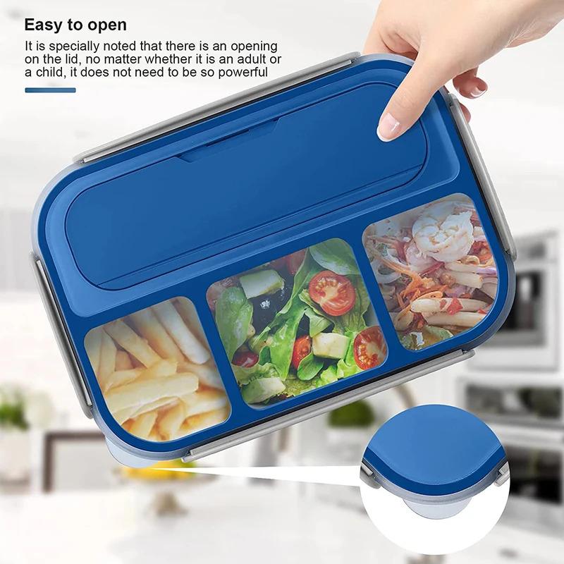 A Large Capacity Bento Box of 81 Ounces, Suitable for Adults, Children, and Toddlers, with 4 Compartments