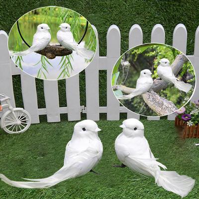 1 pièce d'Oiseaux Artificiels Petit Oiseau Simulé, Oiseau Blanc, Oiseau à Plumes, Décoration Petite Colombe Blanche