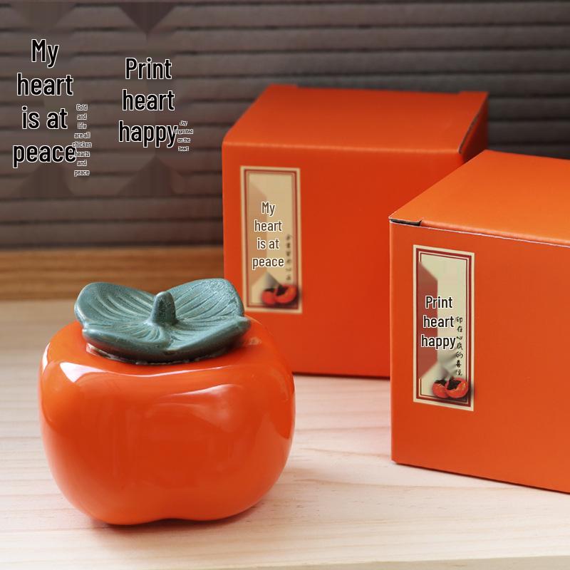 Persimmon Ruyi Scented Candle - Wedding Blessing & Christmas Gift, Ceramic Candy Box
