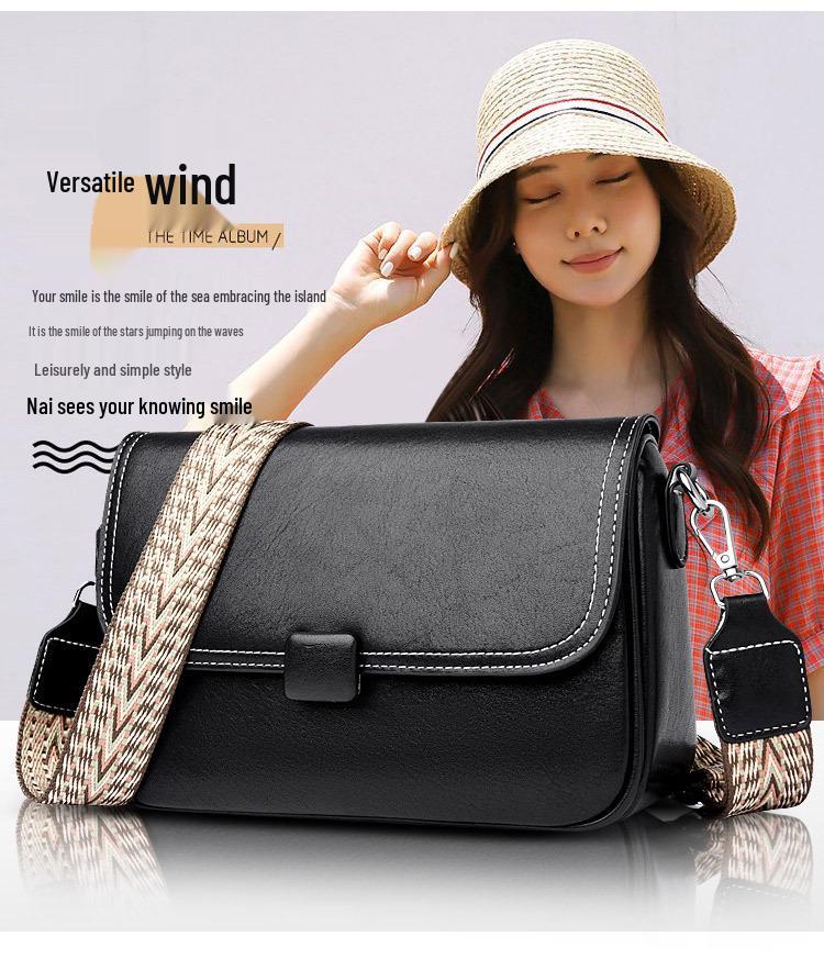 2024 Women's Crossbody Bag: Soft Leather, Fashionable Design, Wide Strap, Stylish Square Shape