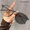 Unisex Large Frame Pochromic Reading Glasses Men Women Vintage Color Changing Glasses Retro Square Anti-UV Far Sight Eyewear