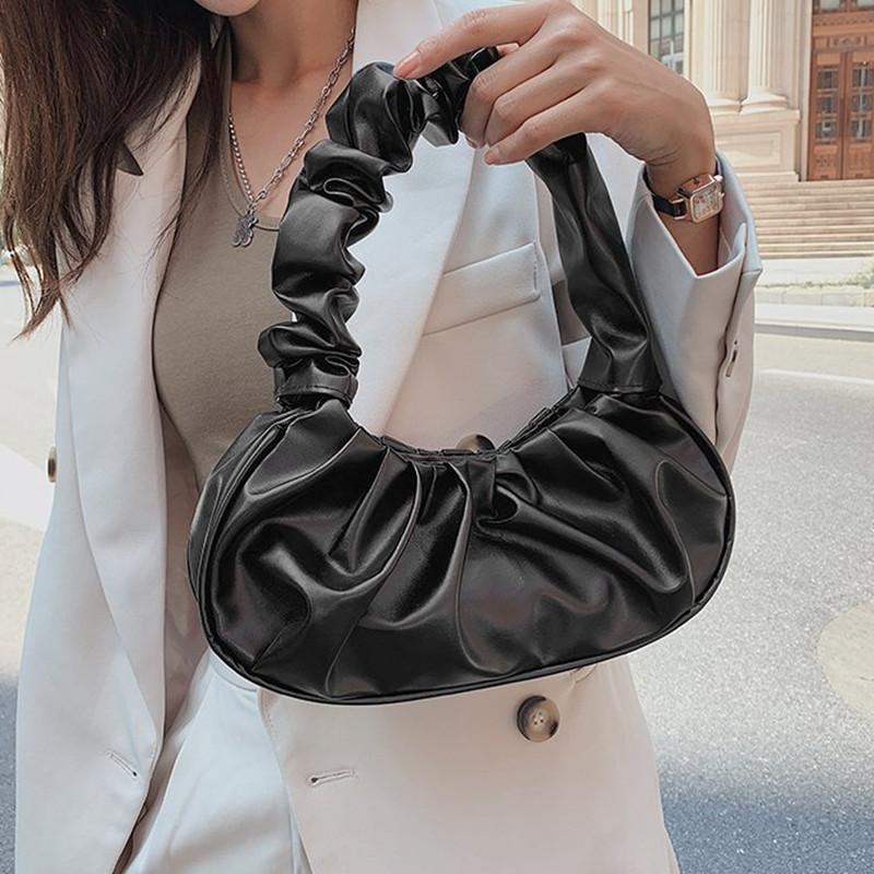 Cartoon Solid Color Pleated Cloud Bag Minimalist Women's Underarm Bag Kawaii Girl Fashion Versatile Handbag  Gifts