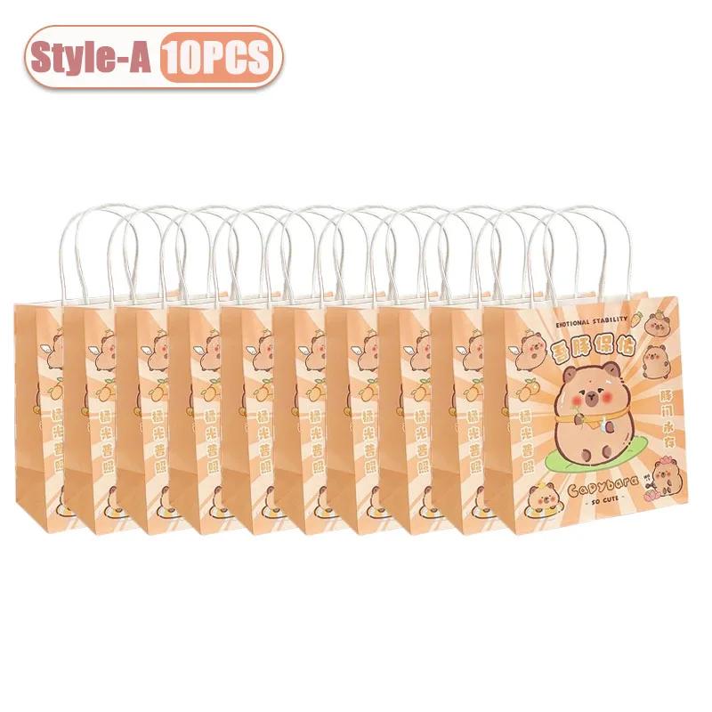 10-60PCS Cartoon Capibala Gift Bag Creative Dolphin Packaging Cute Paper Bags Birthday Shopping Handheld Gift Bag