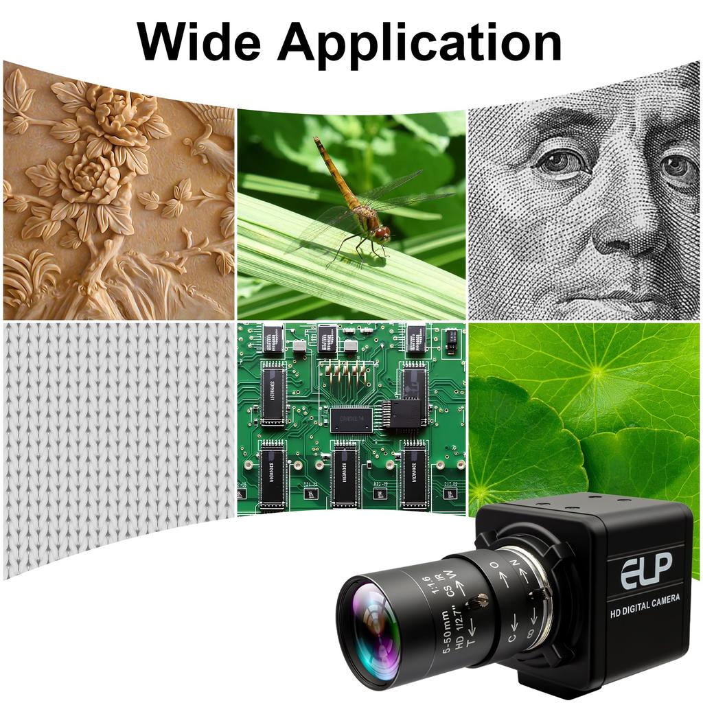 ELP USB Camera 1080P 60fps High Speed 3D Printer Webcam with 10X Optical Manual CS Mount Lightburn PC Computer Slow Motion Camera Plug and Play for