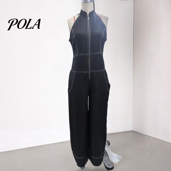 Tuta da donna senza maniche, con zip, colletto alto, pantaloni a gamba larga, Rompers, Abiti estivi casual monopezzo con tasche, Articoli in saldo