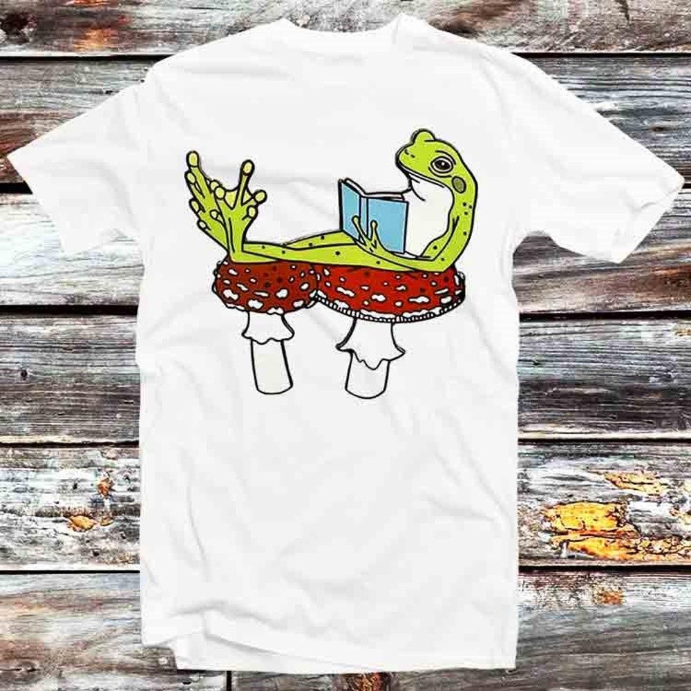 

Футболка из 100% хлопка плотностью 230 г/м2 с изображением лягушки и звезды, эксклюзивный выпуск, японская футболка, винтажный ретро-подарок, унисекс, мультяшный аниме-топ, футболка B1410 XS белый