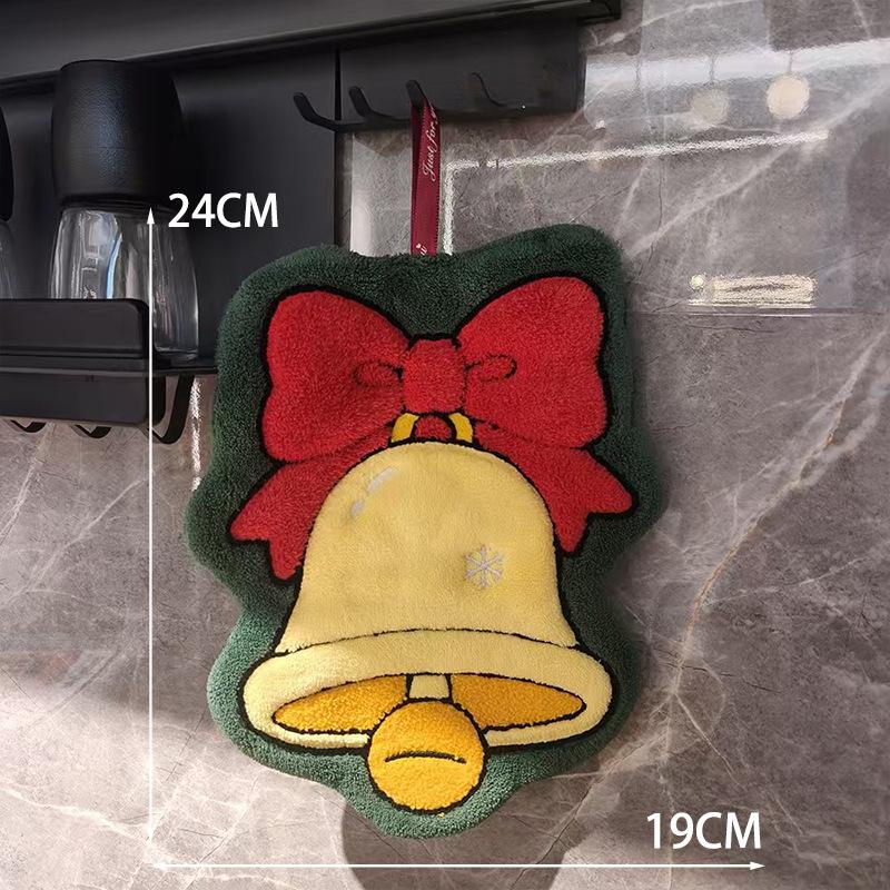 New Cute Cartoon Christmas Hanging Hand Towels Super Absorbent Soft Coral Fleece Perfect For Kitchen Bathroom Holiday Home Decor