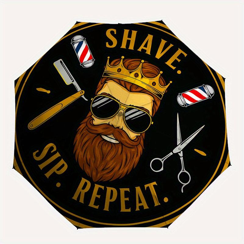 King of the Barbershop: Shave, Sip, Repeat StickerUmbrella, Portable 3-Fold Compact Umbrella,Christmas Gift ES373