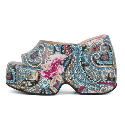 Mules Polyurethane Spring Summer Size 43 Size 42 Summer Prints Skin Women Platform Women Peep Toe Slip On Sandals