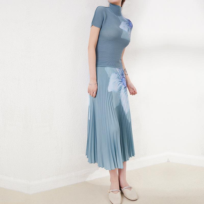 

Летний женский комплект большого размера с принтом: топ и юбка-полусолнце, две вещи One Size Top