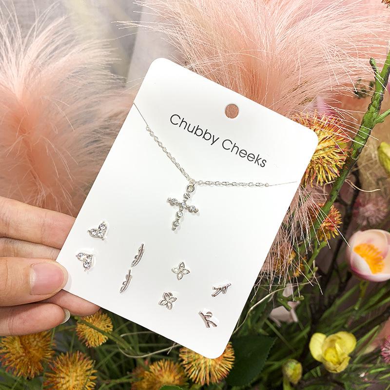 Korean Style Stud Earring Set - 7 Pairs: Simple, Versatile, and Sweet for Women