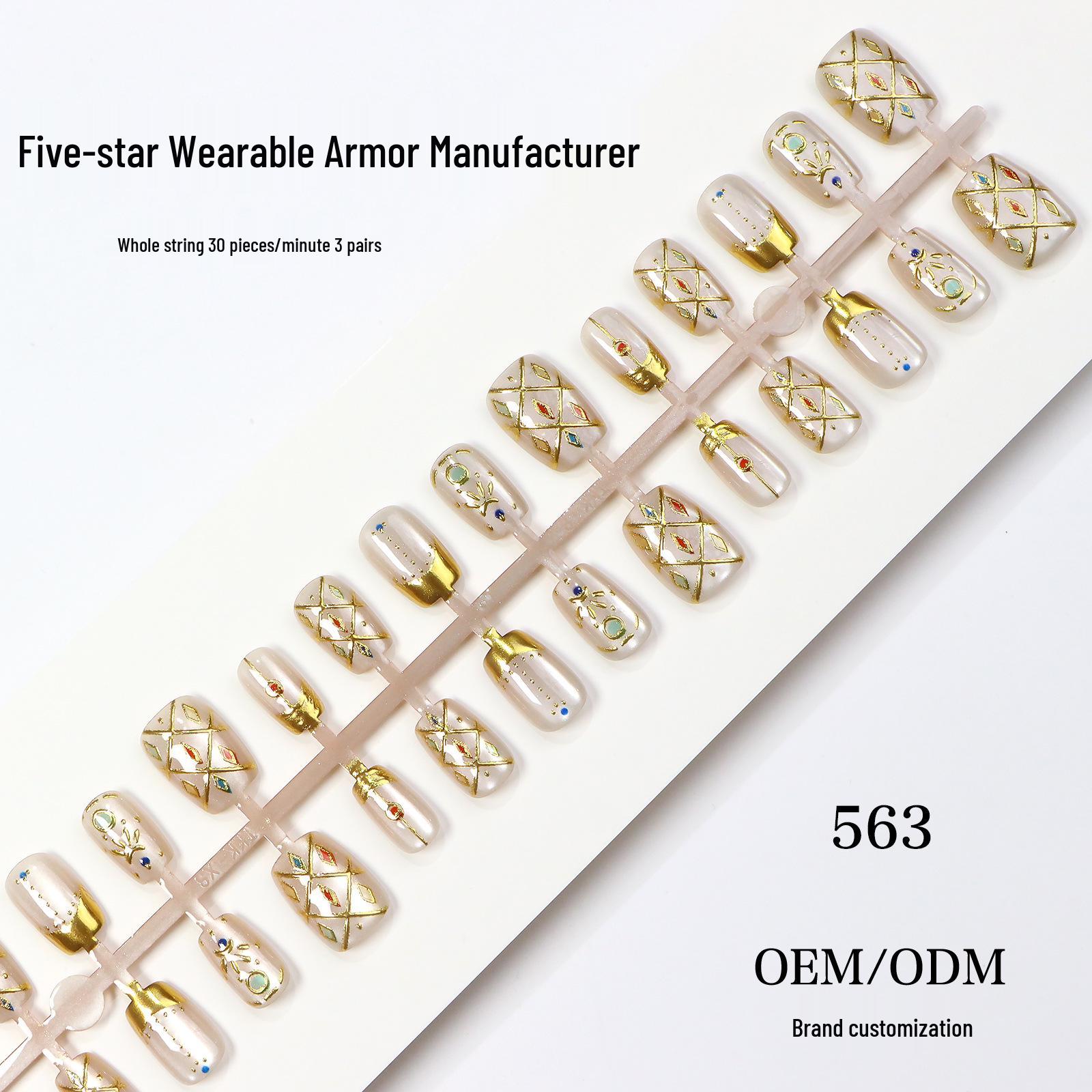 Dunhuang Cat Eye Glass Beads Gilded Exotic Nail Art Tips – High-End, Ice Transparent Design.