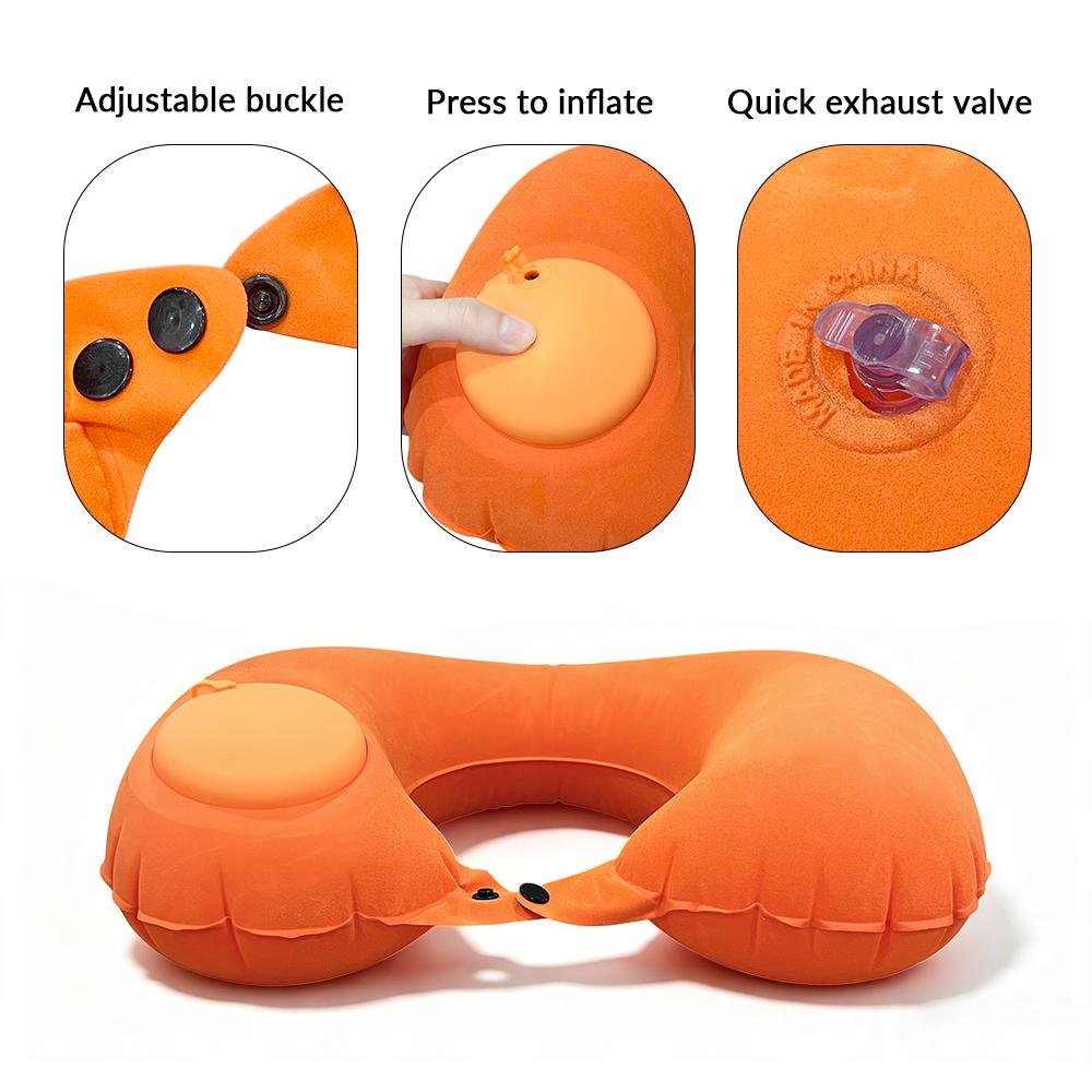 1 U-shaped inflatable neck pillow, portable compression inflatable U-shaped support pillow, office travel outdoor neck pillow