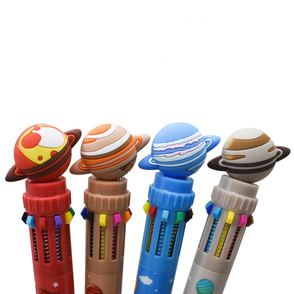 Maydahui Sött Kulspetspenna Set med Snygg Stjärna och Planet Söt Gåva för Barn och Studenter 10 Färger 12, 0,7 mm, Mönster, Flerfärgad, Multifunktionell,