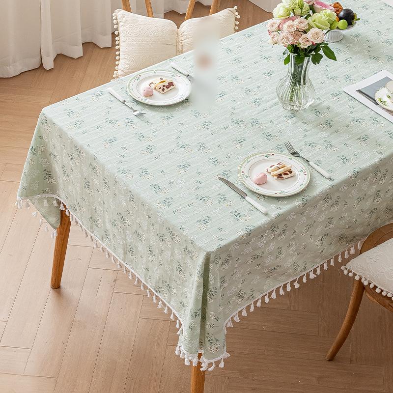 1Pc Tassels Tablecloth,Round Cotton Floral Tea Table Decoration,Table Cover For Kitchen Wedding Dining Room