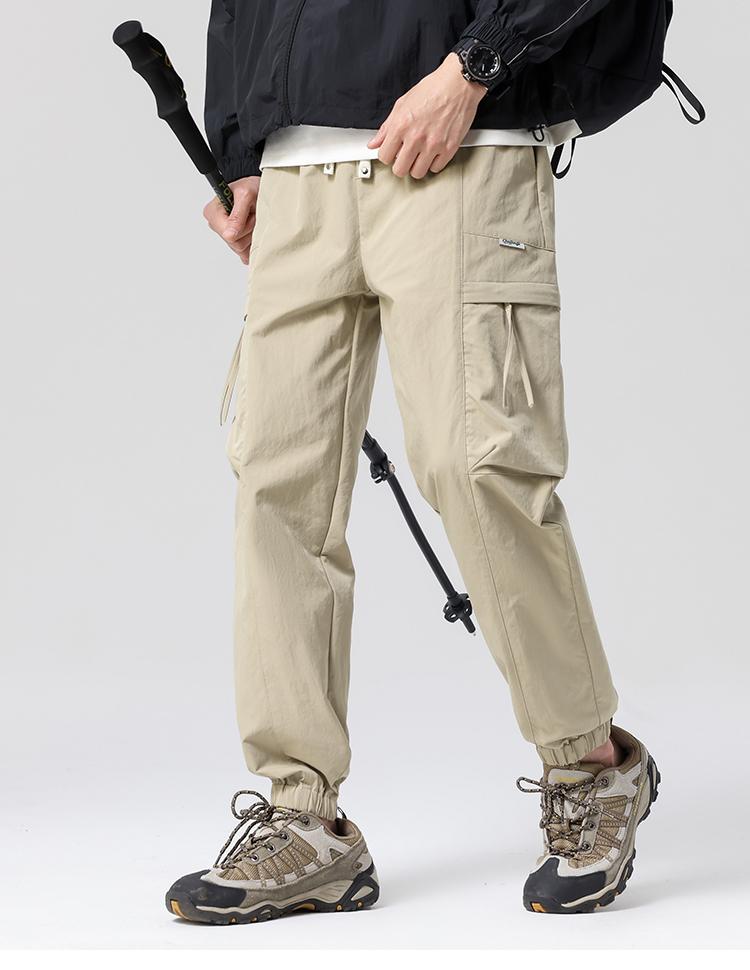 Sports Outdoor Workwear, Large Pocket, Trendy Tapered Ankle, Men's Casual Pants