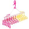 Shangjin Kids' 10-Hanger Laundry Rack, Detachable and Foldable, Free-Grip Clothes Hanger, Red & Yellow