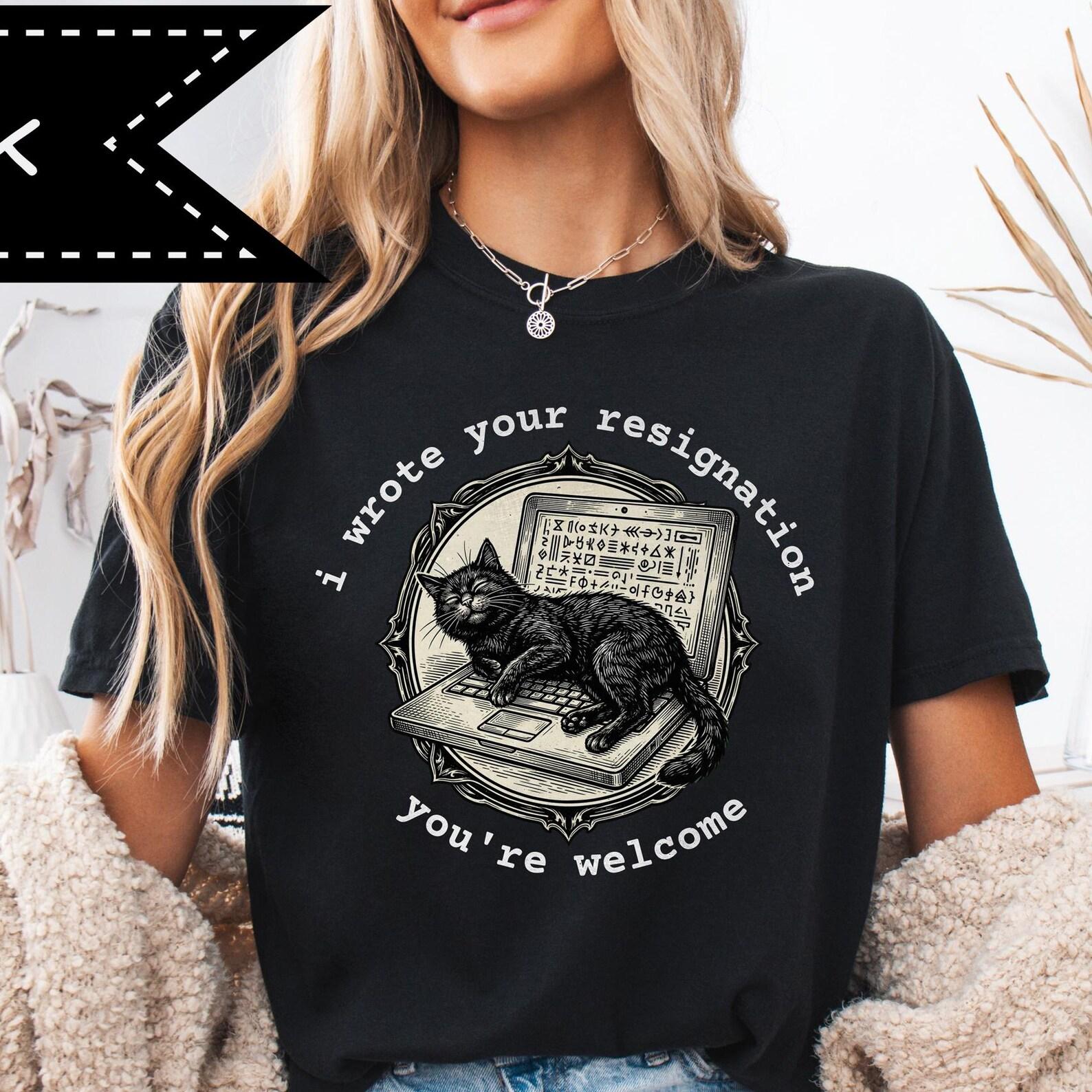 Black Cat Chaos Tee, Corporate Workforce Humor, Comfort Colors® Cat Lady Shirt, Retro Black Cat Graphic Tee 2XL