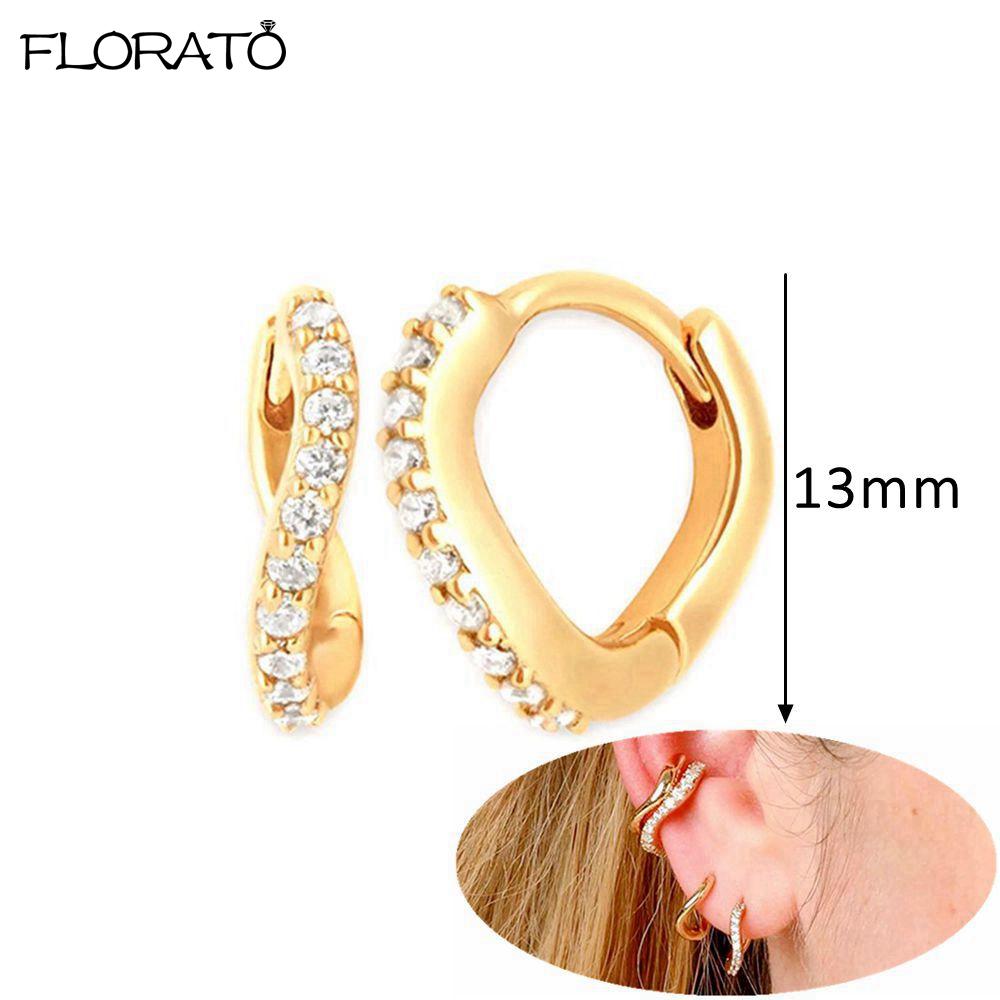 925 Sterling Silver Needle Luxury 18K Gold-color Hoop Earrings for Women Fashion Zircon Earrings Wedding Fine Jewelry Wholesale