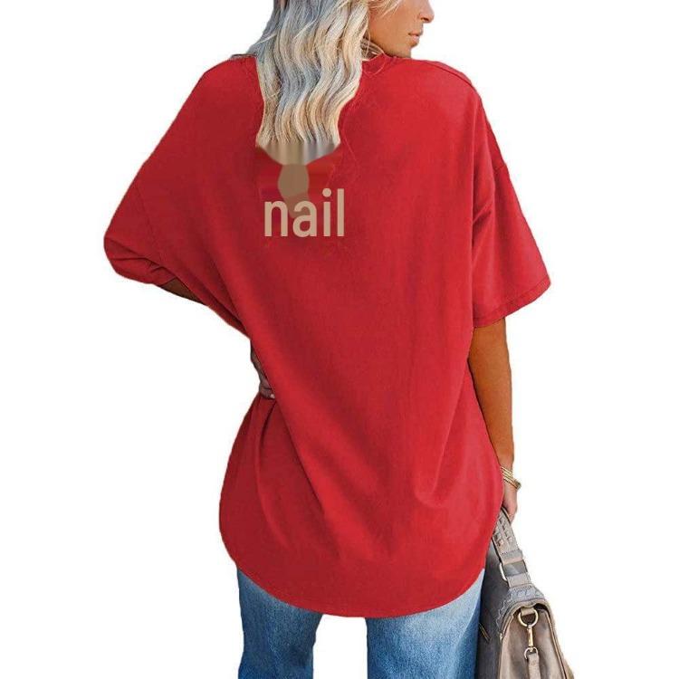 Neues lockeres einfarbiges T-Shirt Europäischer Amerikanischer Stil