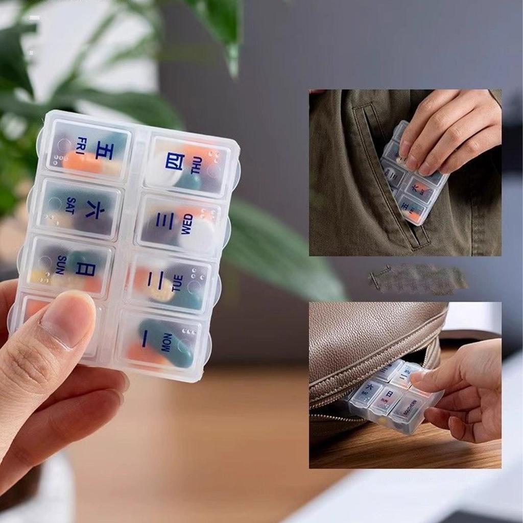 8 Grids Weekly Pill Organizer Pillbox 7-day Medicine Box Supplement Container Travel Portable Pill Cases For The Elder