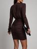 European Slim V-Neck Long Sleeve Dress – Solid Color, Hip-Hugging, Sexy & Fashionable Women's Wear