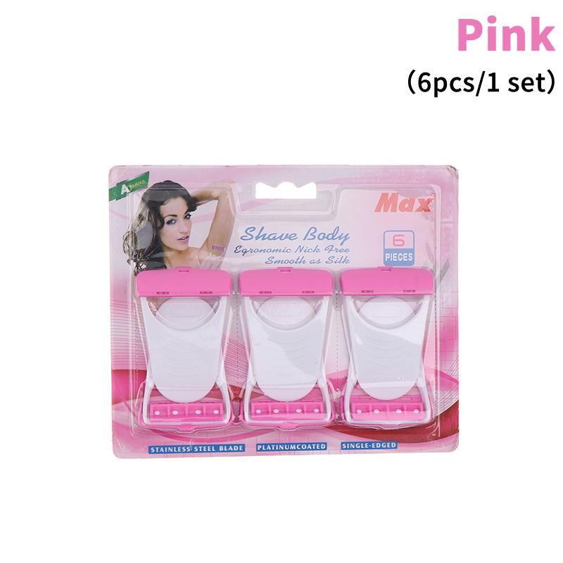 

6 шт./набор Одноразовая бритва для женщин для бритья Нержавеющая сталь Тело Бикини Инструмент для удаления волос Ручная бритва розовый