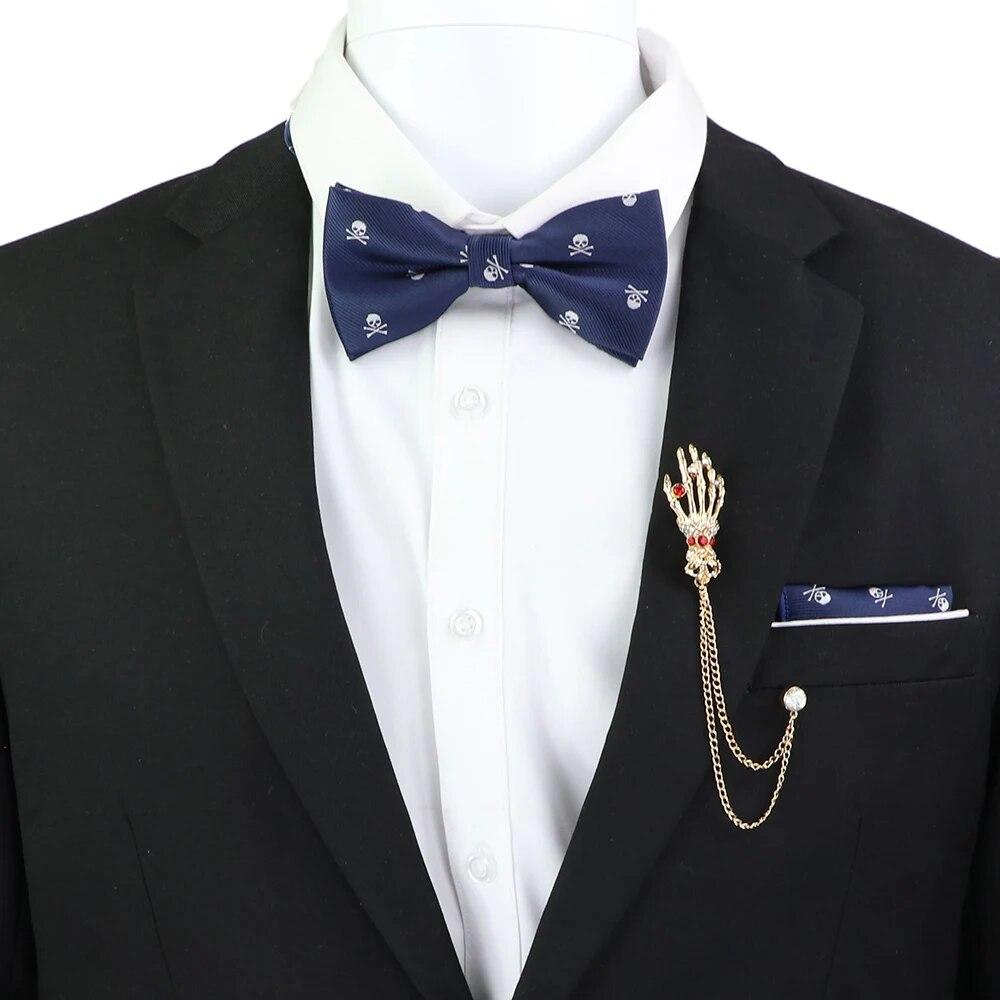 Набір краваток-метеликів, візерунок із зображенням черепа-дракона, чоловіки, платок із метеликами, брошка з китицями, весілля, вечірка на Хелловін,