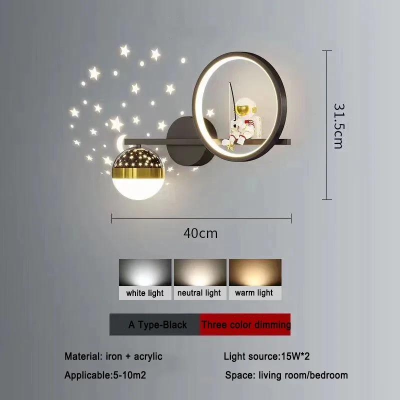 Modern Children Wall Lamp LED Star Projector Decorate Kids Wall Light Bedroom Space Creative Astronaut Sconces Indoor Lighting