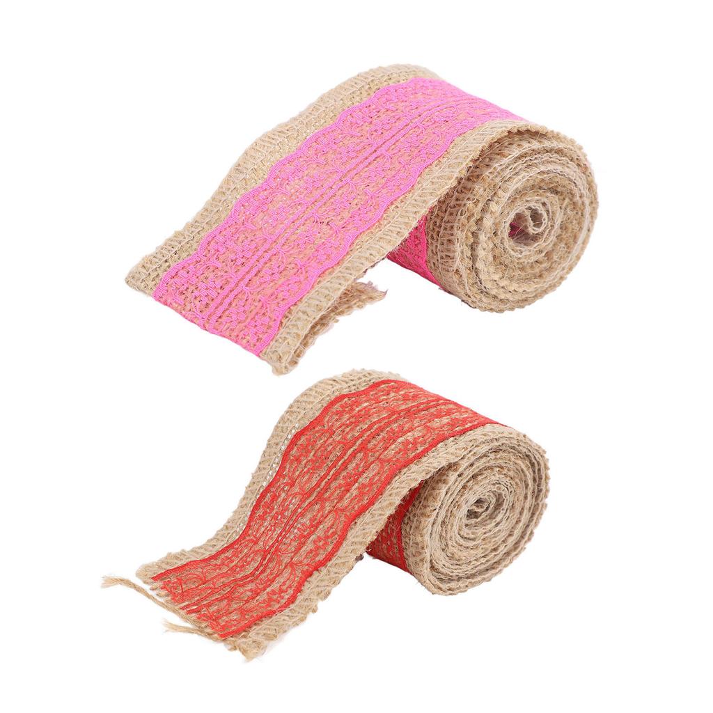 5 Rolls Burlap Lace Ribbon Decorative Jute Burlap Ribbon Roll for Crafts Festival Decor