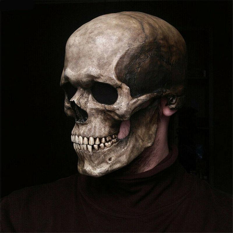Latex Huvudskallemask Hjälm med Rörlig Käke Party Halloween Rekvisita Huvudbonad