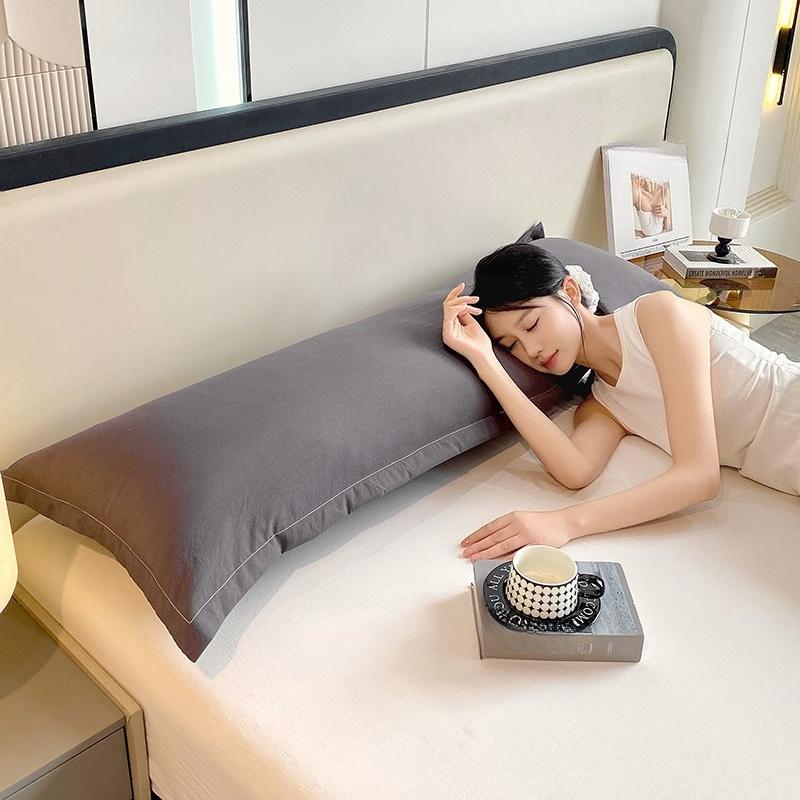 

New Rectangular Large Pillowcase Skin Friendly Body Pillow Cover Washed Cotton with Zipper Detachable and Washable Sofa Bedding 48x100cm темно-серого