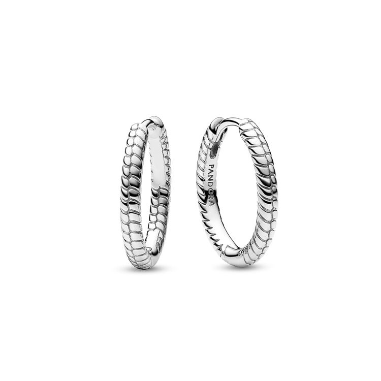 Pandora Snake Bone Pattern 925 Silver Earrings Women earrings 292728C00 Box