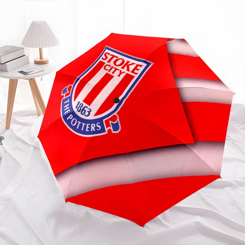 Wzór Stoke City FC, automatyczny składany parasol, przenośna i składana konstrukcja, 8 żeber, prezent na Boże Narodzenie lub urodziny.