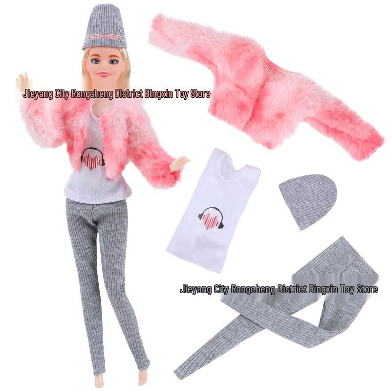 11-Inch Barbie Doll 3-Piece Fashion Set: Woolen Coat & Dress