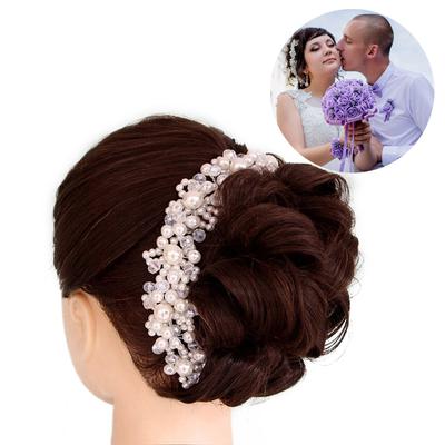 Bridal Wedding Headband Crystal Flower Tiara Crown Pearl Rhinestone Hair Band