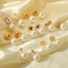 Vintage Pearl Earrings With Bow Heart Shape And Crystal Rhinestones Fashion Dangle Earrings For Women