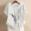 Women's Fashion Casual Round Neck Short Sleeve Cotton And Linen Printed T-shirt Top