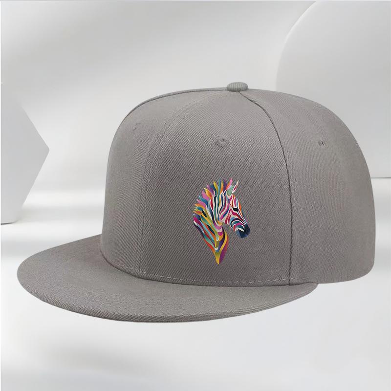 Colorful Abstract Zebra Head Black Snapback Baseball Cap Streetwear Adult Casual Adjustable Sporty Hat